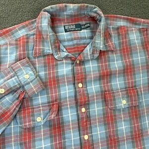 Polo Ralph Lauren Shirt Mens 3XB Big‎ & Tall Flannel Flap Pocket Plaid Button Up